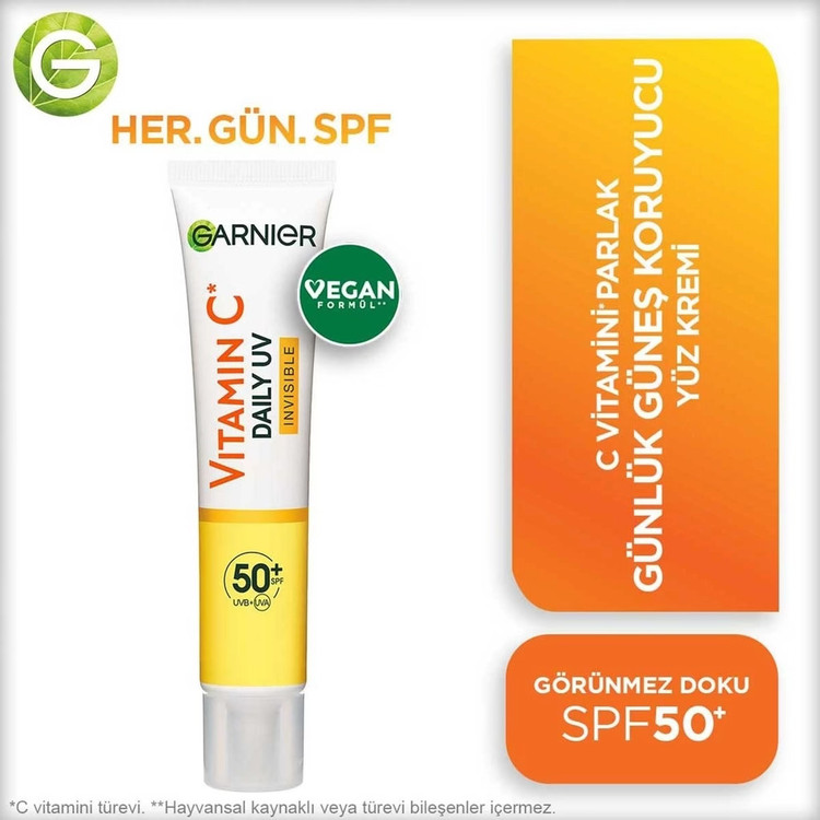 ضد آفتاب فلوئیدی ویتامین c بی رنگ گارنیر با spf 50